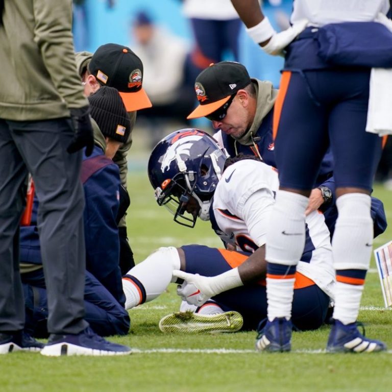 Broncos receiver carted off field with ankle injury against Titans