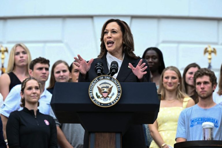 VP Kamala Harris praises NCAA champion athletes at White House event