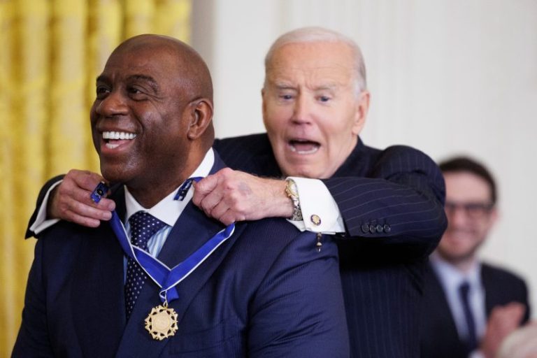 Magic Johnson gives Biden assist with Presidential Medal of Freedom