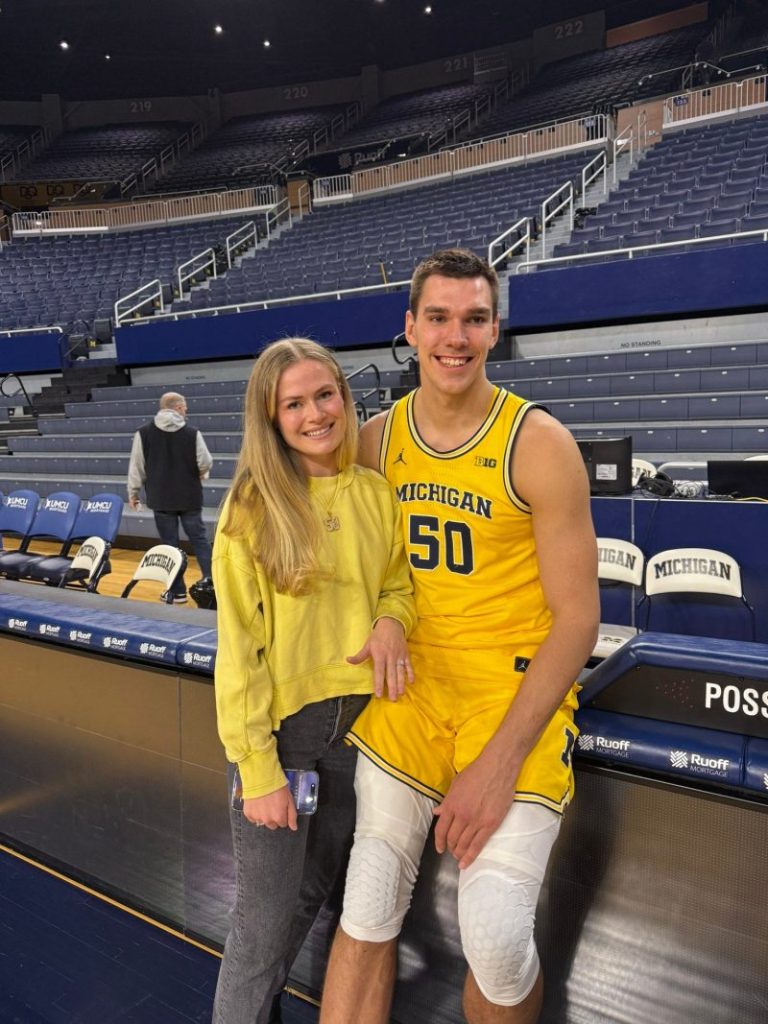 After bitter loss, Michigan player proposes to girlfriend at center court