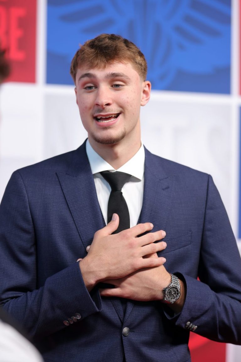 Watch: Cooper Flagg attends Wings vs. Fever game, praises Caitlin Clark