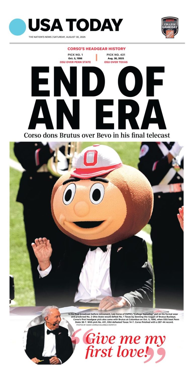 Celebrate Lee Corso with our farewell page print and commemorative book