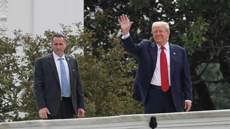 Trump appears on White House roof amid talks of historic renovations
